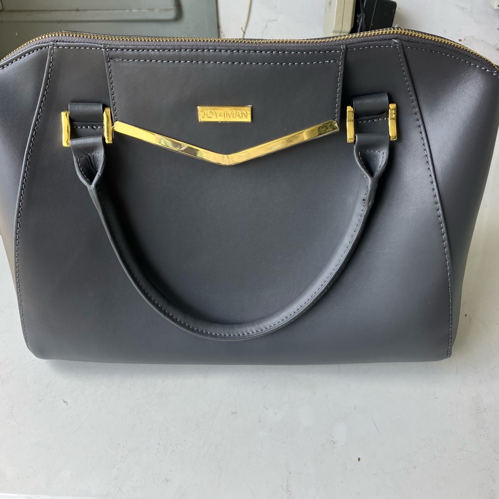 NEW Joy & Iman Tote Bag with Gold Accents and Structured Design